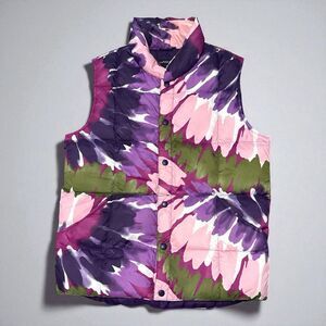 Lands’ End Vest Girls L 14-16 Down Puffer Purple Pink Floral Camo Winter Jacket